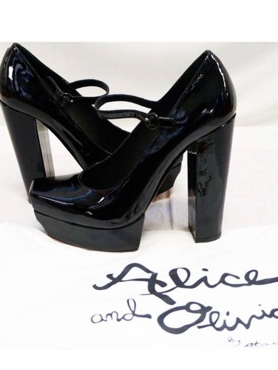 Alice + Olivia Shoes - Alice + Olivia Black Patent Platform Mary Janes
